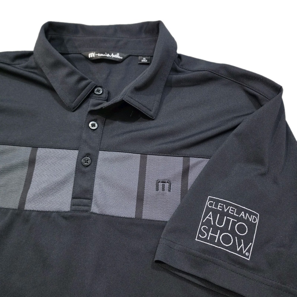 TravisMathew Men's XL Colorblock Striped Golf Polo Shirt Cleveland Auto Show